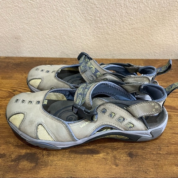 Merrell Siren Ginger Gray Women 8.5 Beige Mary Jane Hiking Vibram Shoes GUC - Picture 4 of 8